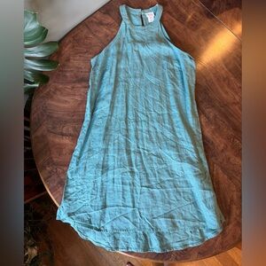 Sigrid Olsen Teal Sleeveless High-Neck Mini Dress
